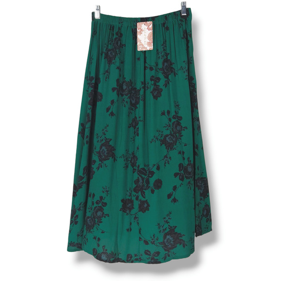 NWT Band of the Free Etta Floral Midi Skirt XS 2 Emerald Green Boho Romantic - Picture 5 of 10